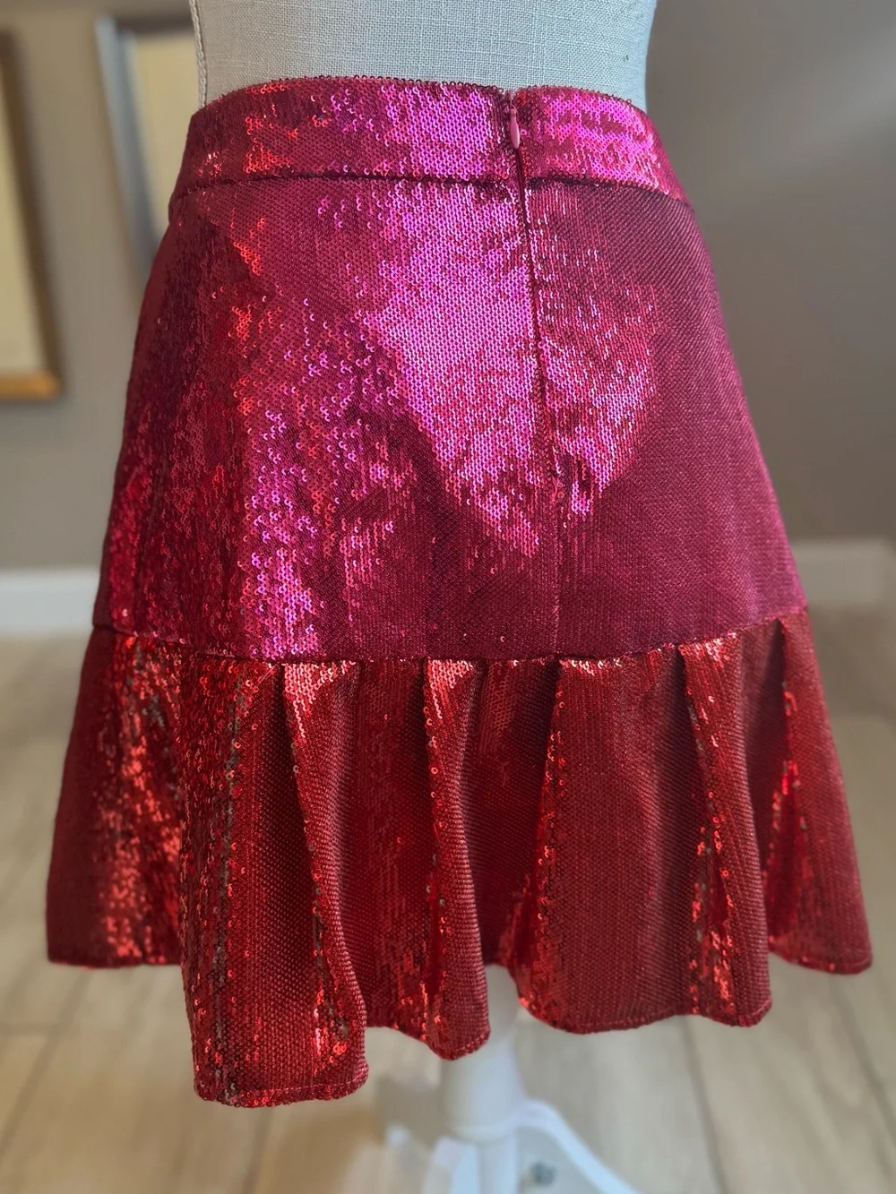 NWOT! Queen of Sparkles Red & Pink Sequin “Heartbreaker” Flounce Skirt
